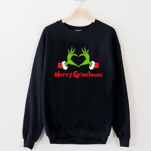 Merry Grinchmas Holiday Christmas Sweater Crewneck Black Unisex Sizes NWT